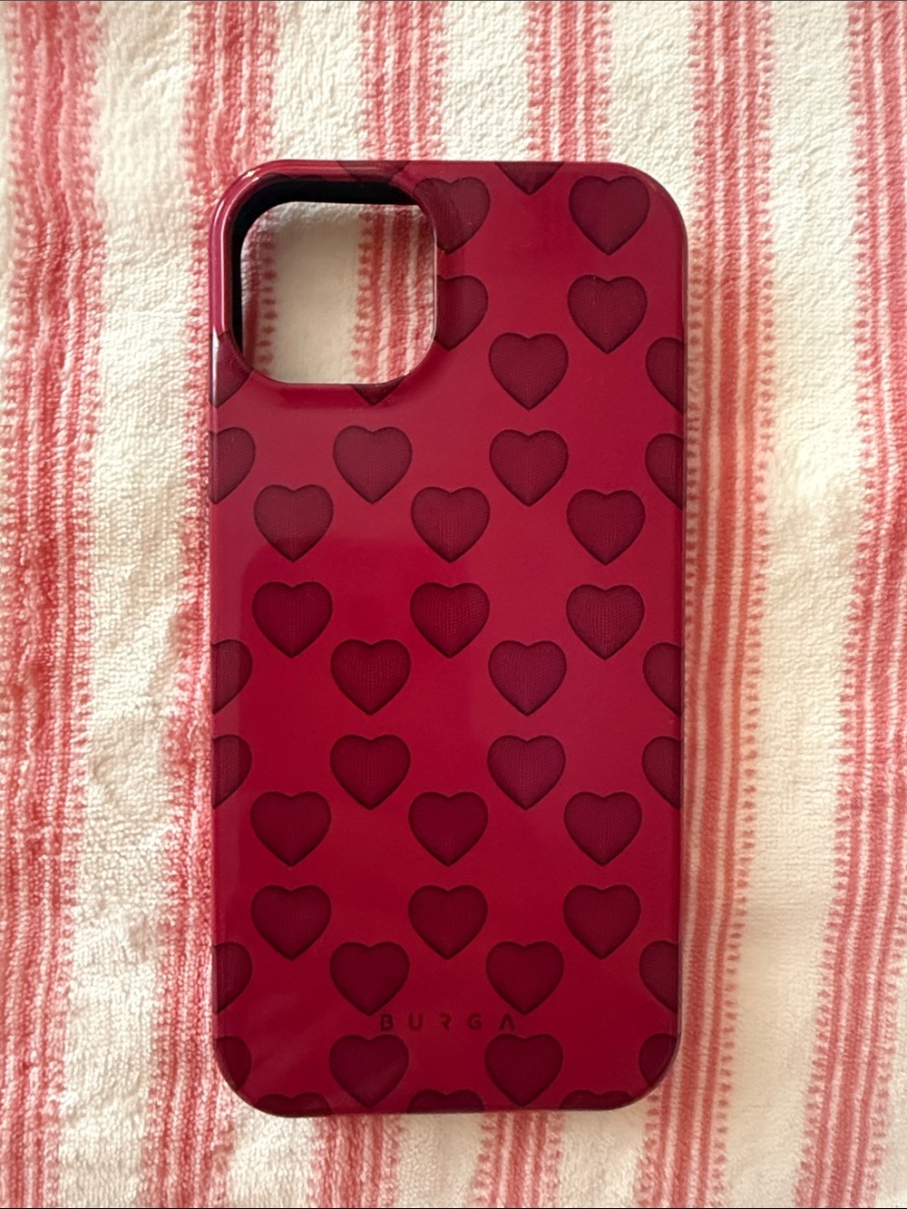 Burga Burgundy Heart Pattern Protective Phone Case